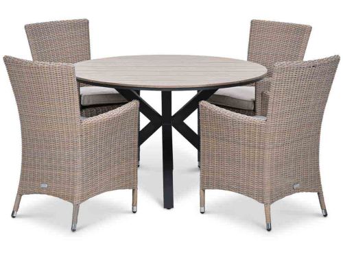 Garden Impressions Costa/Edison tuinset 4 pers ronde tafel met wicker