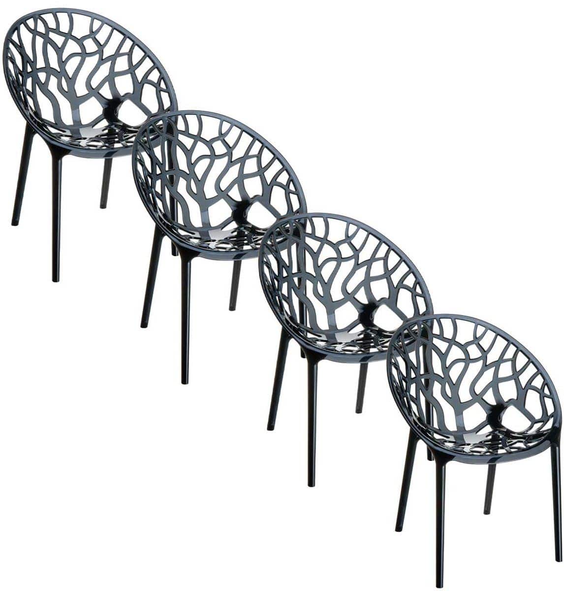 garden impressions crystal tuinstoel zwart 4 stuks