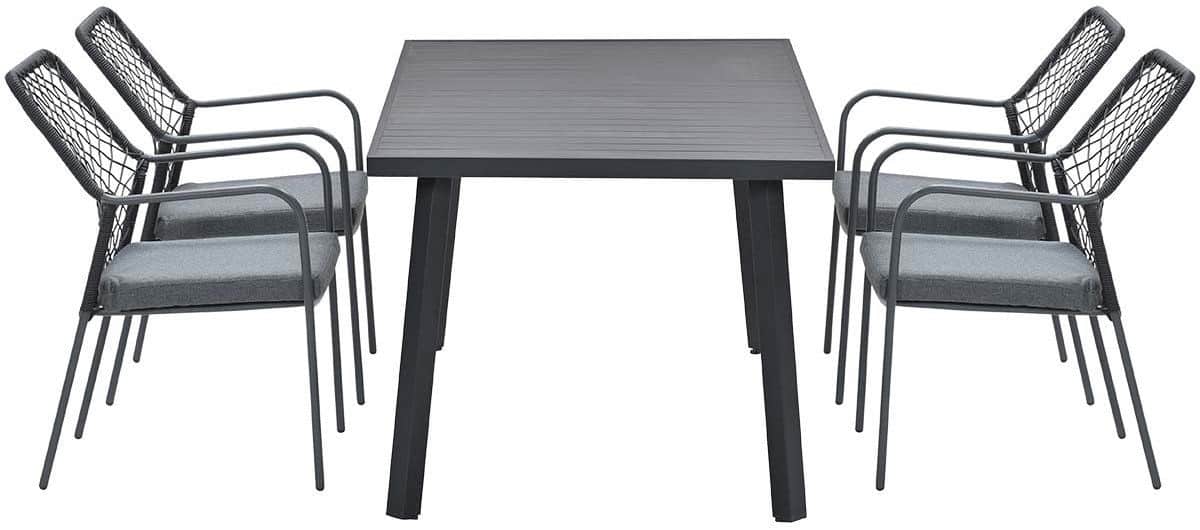 garden impressions dido stoelen zwart 4 stuks + terni tafel