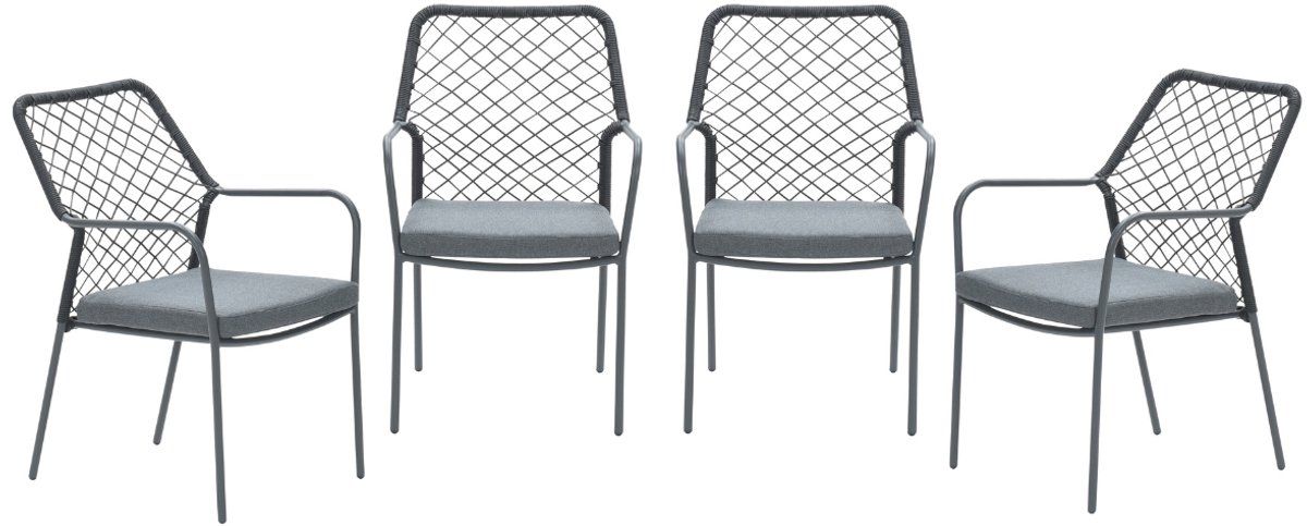 garden impressions dido tuinstoelen set van 4 zwart rope