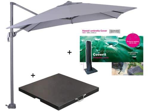 Garden Impressions Hawaii zweefparasol S 250x250 - donker grijs/licht grijs