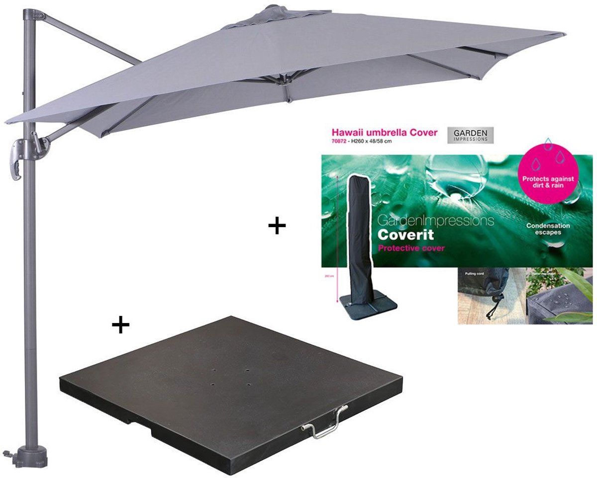 garden impressions hawaii zweefparasol s 250×250 donker grijs/licht grijs