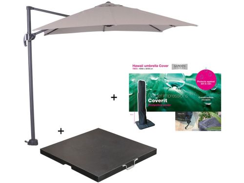 Garden Impressions Hawaii zweefparasol S 250x250 - donker grijs/zand met