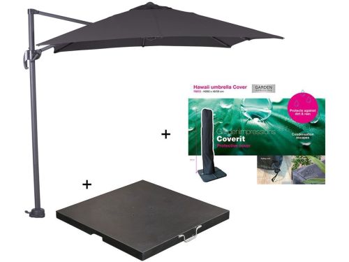 Garden Impressions Hawaii zweefparasol S 250x250 - donker grijs/zwart met