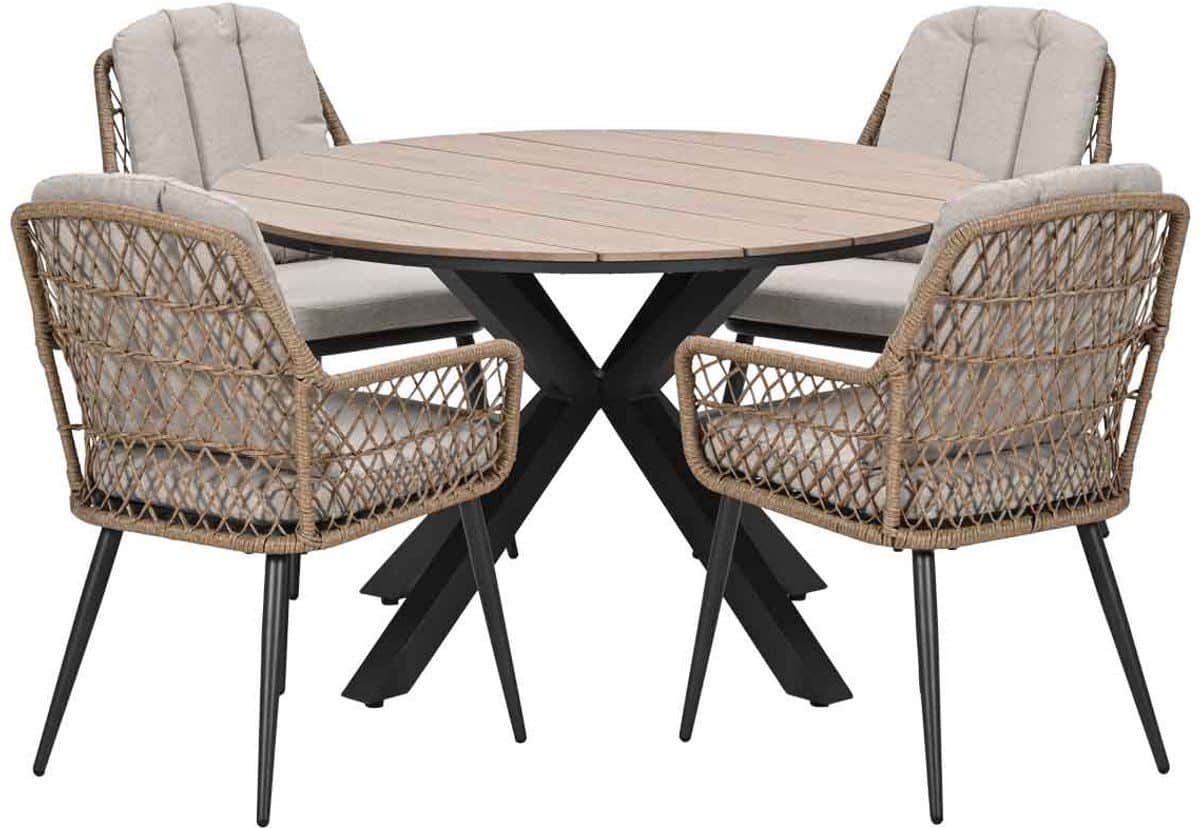 garden impressions kalibo tuinset 5 delig tulli tuintafel Ø122 cm