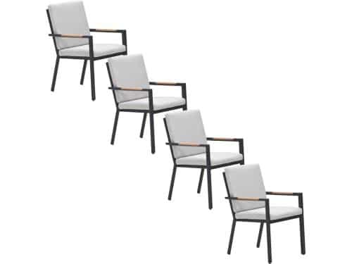 Garden Impressions Kasper tuinstoel stapelbaar donker grijs - 4 stuks