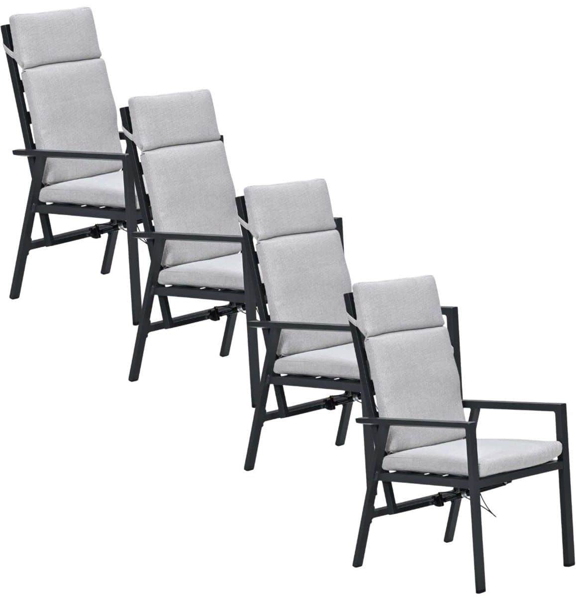garden impressions kasper tuinstoel verstelbaar donker grijs 4 stuks