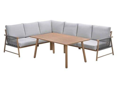 Garden Impressions lounge/dining set Bahama 5-delig teaklook/taupe/valley sand