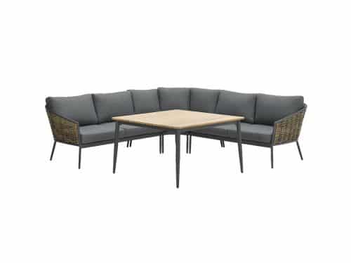 Garden Impressions lounge/dining set Bali 4-delig carbon black/natural rotan/mystic grey