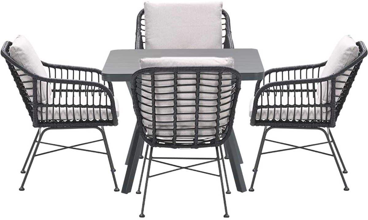 garden impressions lucas tuinset zwart 5 delig mina tuintafel 90×90