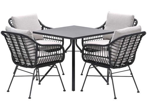 Garden Impressions Lucas tuinset zwart 5-delig - Rimini tuintafel 80x80
