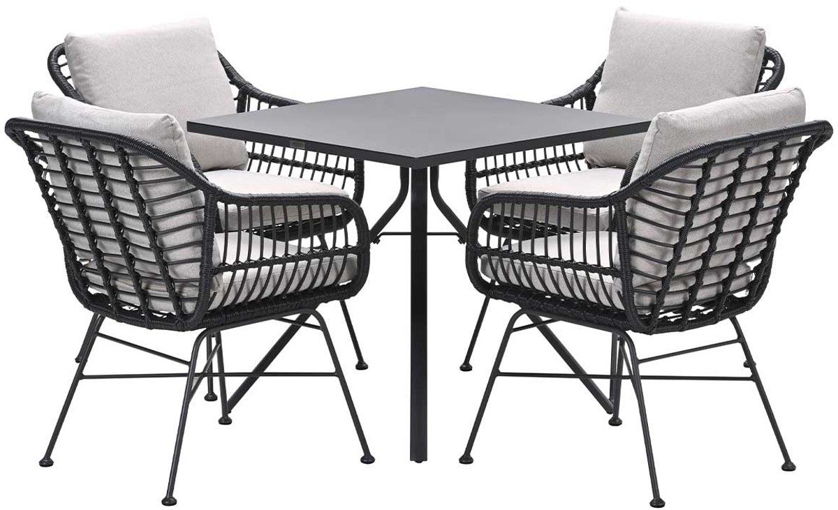 garden impressions lucas tuinset zwart 5 delig rimini tuintafel 80×80