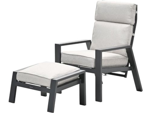 Garden Impressions Max loungestoel + voetenbank - Carbon black/Sand