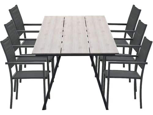 Garden Impressions Moon tuinset 7-delig donker grijs - Braga tuintafel