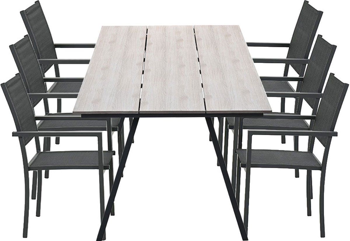 garden impressions moon tuinset 7 delig donker grijs braga tuintafel