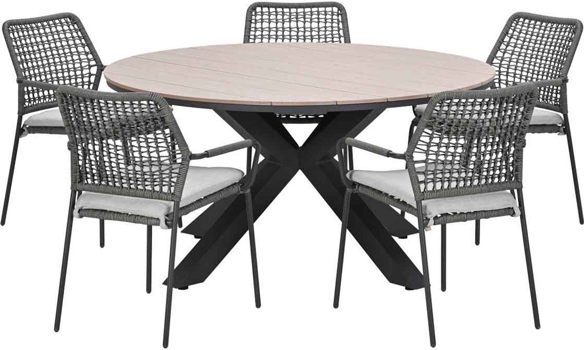 garden impressions natas tuinset grijs 6 delig tulli tuintafel light