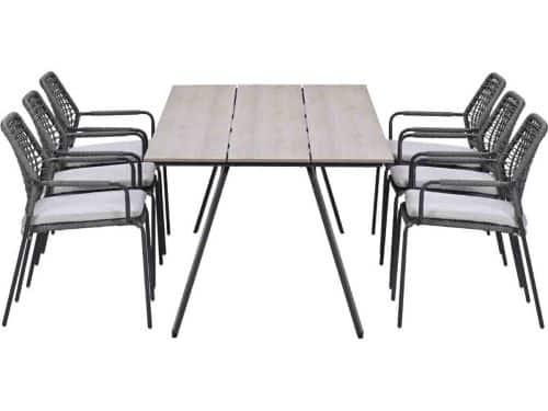 Garden Impressions Natas tuinset grijs 7-delig - Braga tuintafel 220x100