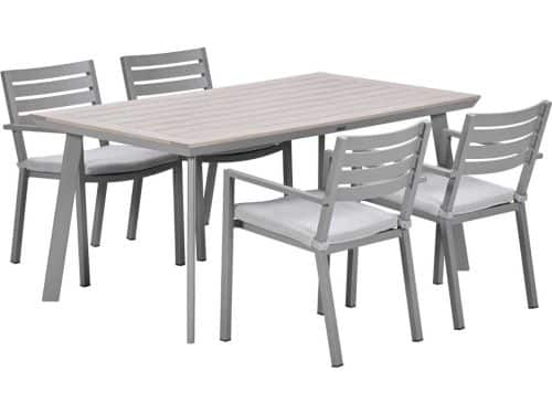 Garden Impressions Oklahoma/Vigo tuinset 4 personen taupe stapelbare stoelen 160