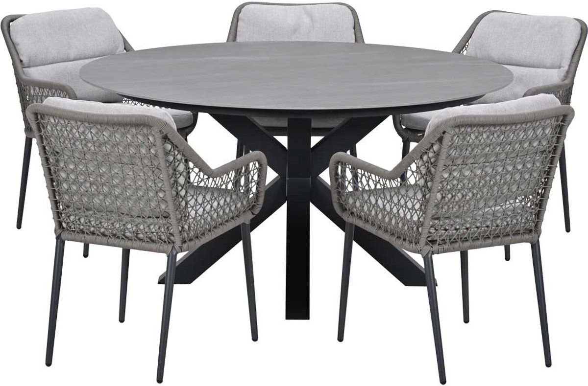 garden impressions pemba tuinset 6 delig duuk tuintafel Ø150 cm