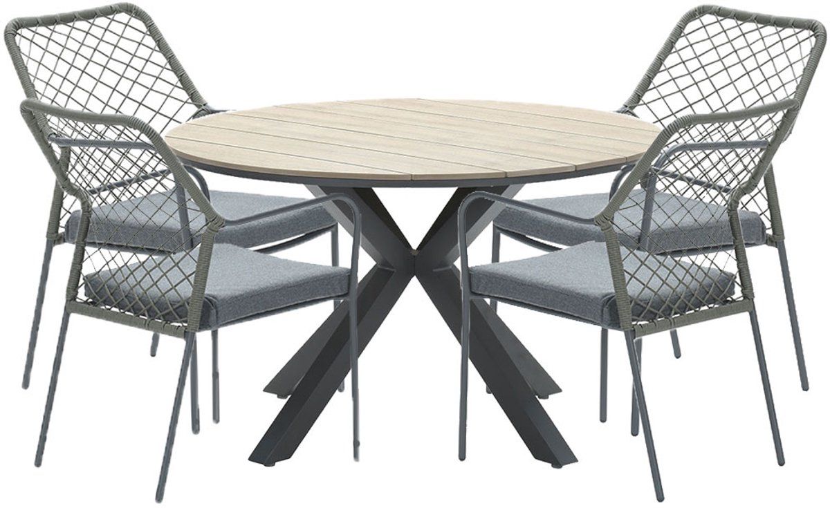 garden impressions ross tuinset 5 delig mosgroen tulli tuintafel Ø122×75