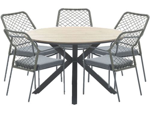 Garden Impressions Ross tuinset 6-delig mosgroen - Tulli tuintafel Ø148x75