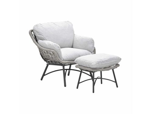 Garden Impressions Selene loungestoel incl voetenbank - rope taupe