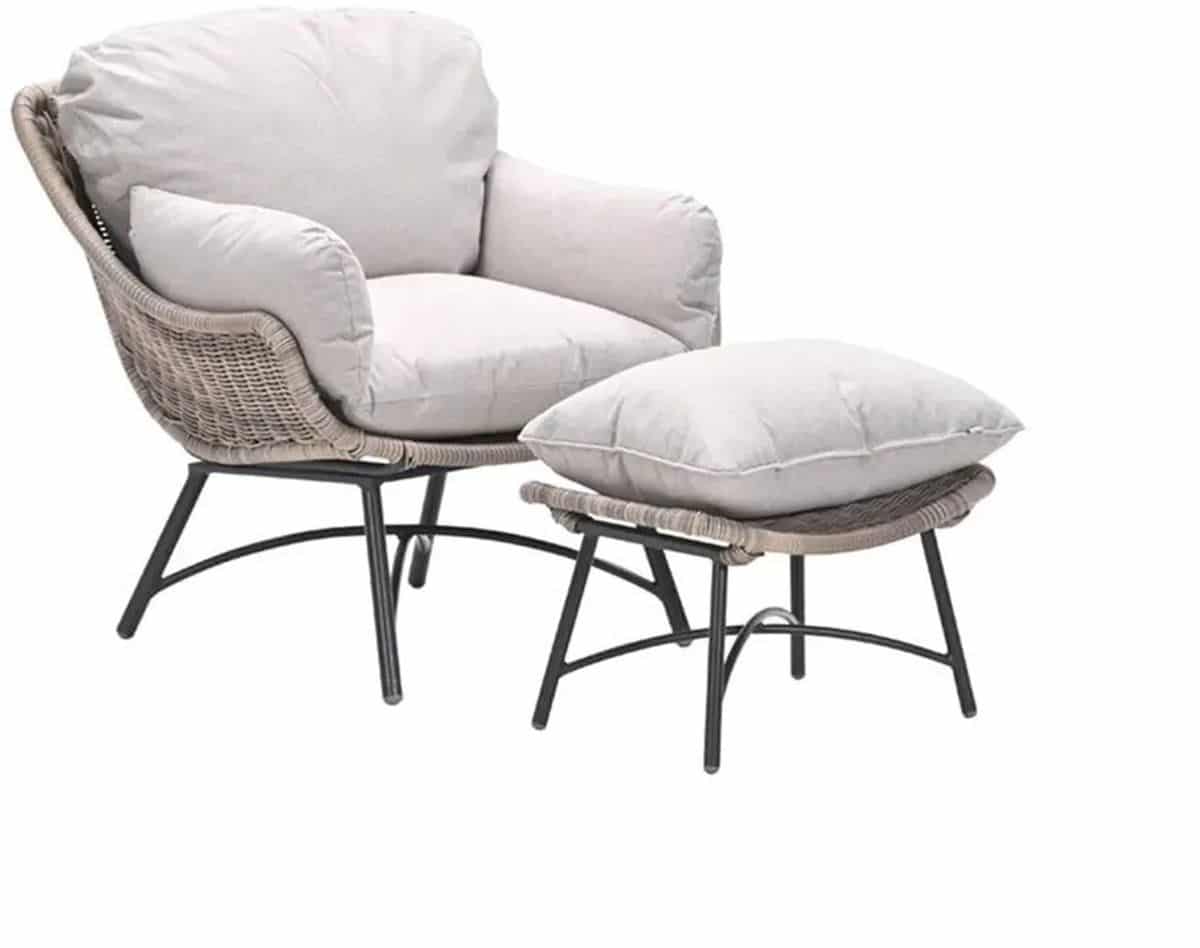 garden impressions selene loungestoel incl voetenbank vintage willow