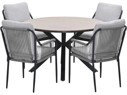 Garden Impressions Stevie tuinset 5-delig taupe - Tulli tuintafel Ø122x75