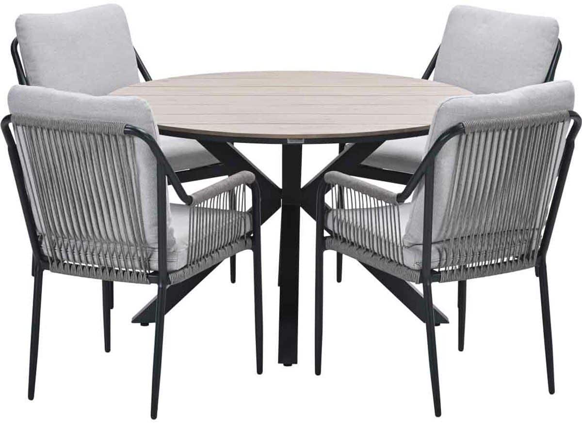 garden impressions stevie tuinset 5 delig taupe tulli tuintafel Ø122×75