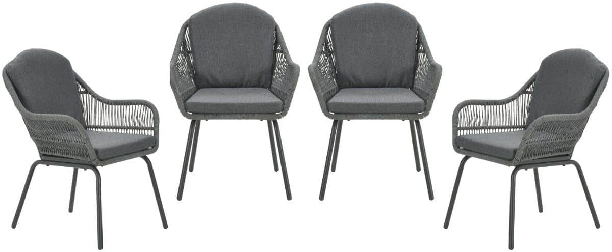 garden impressions triton tuinstoelen set van 4 grijs rope