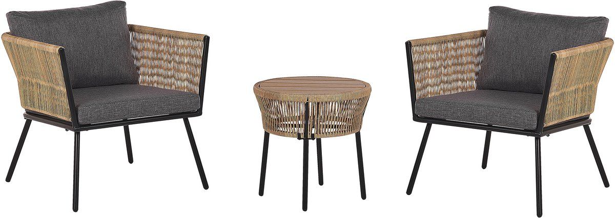 gargano bistroset voor 2 lichtbruin pe rotan