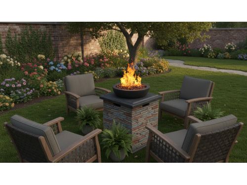 Gas-Terraskachel Bellavero - Outdoor Vuurtafel 9,5 kW met Lavastenen