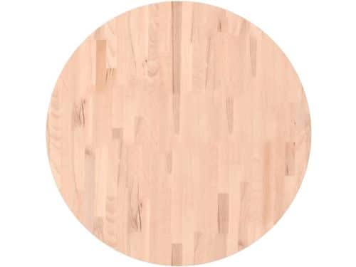 Gecheer Tafelblad, rond, van hout, beuken, lichtbruin, onbehandeld
