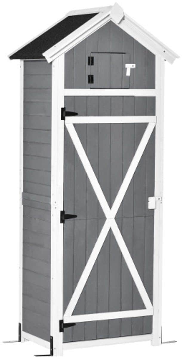 gereedschapskast met klaptafel 78×52,5x182cm donkergrijs hout waterdicht met haakjes en