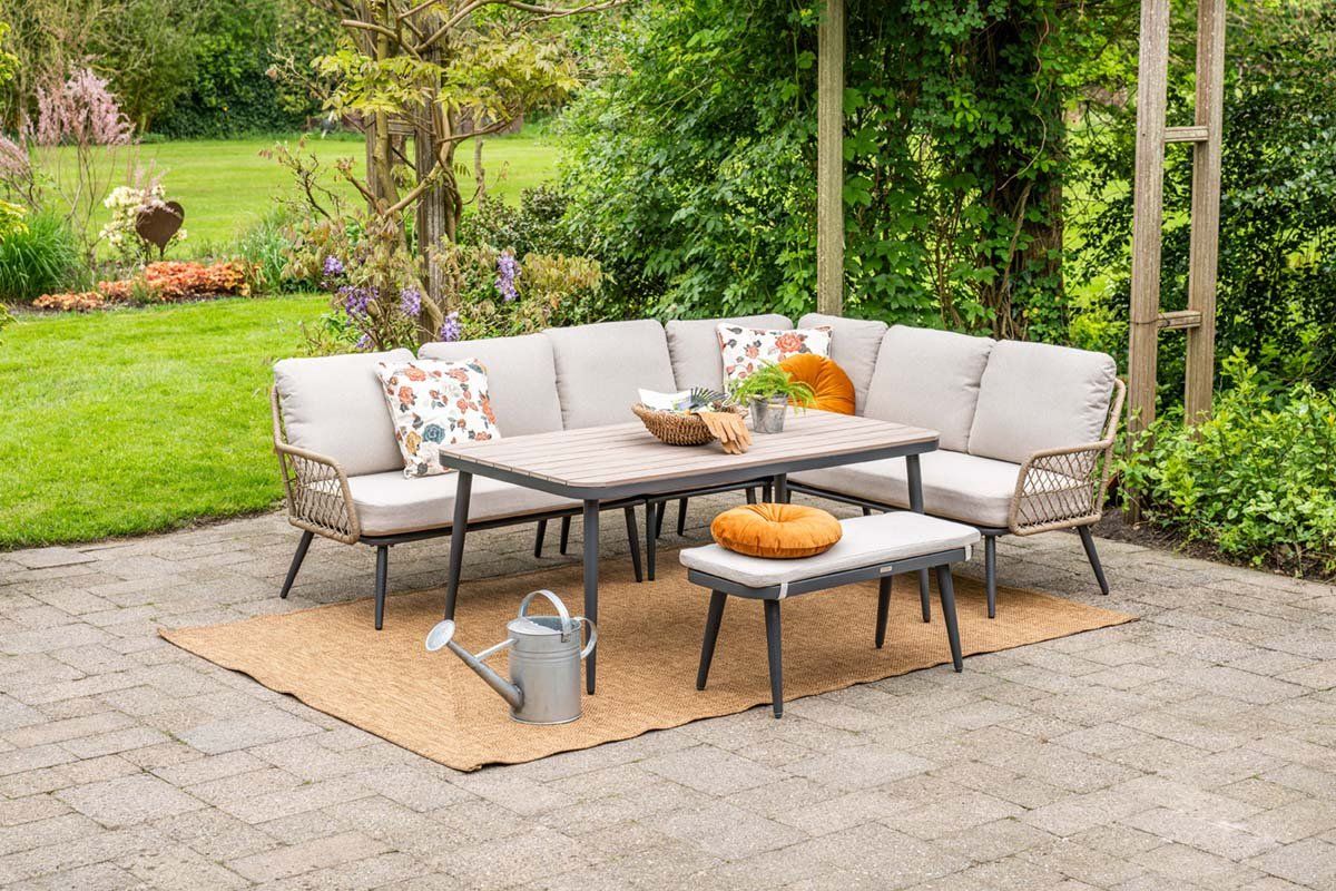 gi allasio lounge dining hoekset (6 delig) carbon black/zand