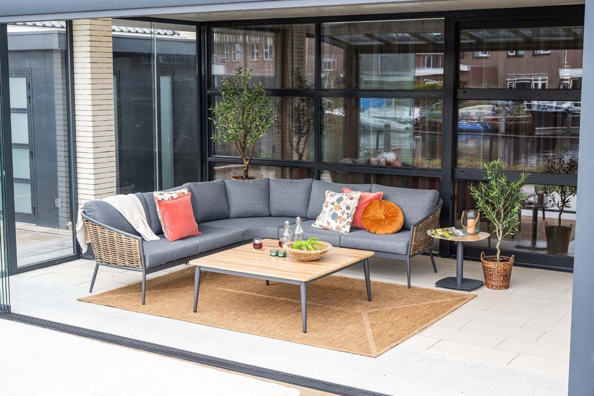 gi bali loungeset (4 delig) naturel rotan/carbon black op=op