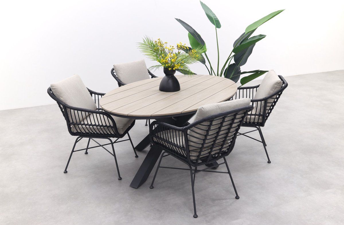 gi margriet zwart/zand / edison 180 x 115 cm. tafel