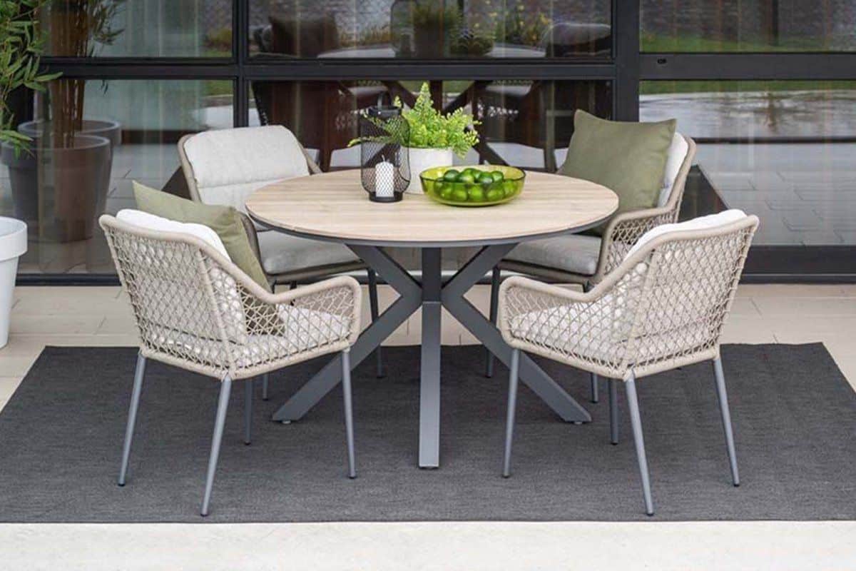 gi toledo/edison Ø122 cm. (5 delig) ronde tuinset