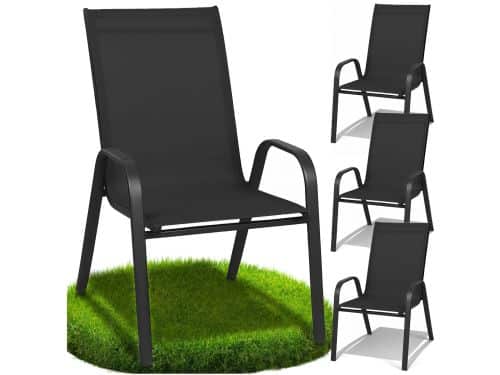 GoGarden - Tuinstoel - Zwart - Stapelbaar - Metaal