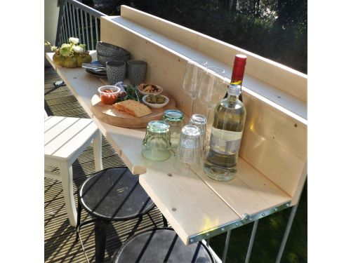 GoudmetHout® Balkontafel Hangend & Inklapbaar - 145 cm Hout