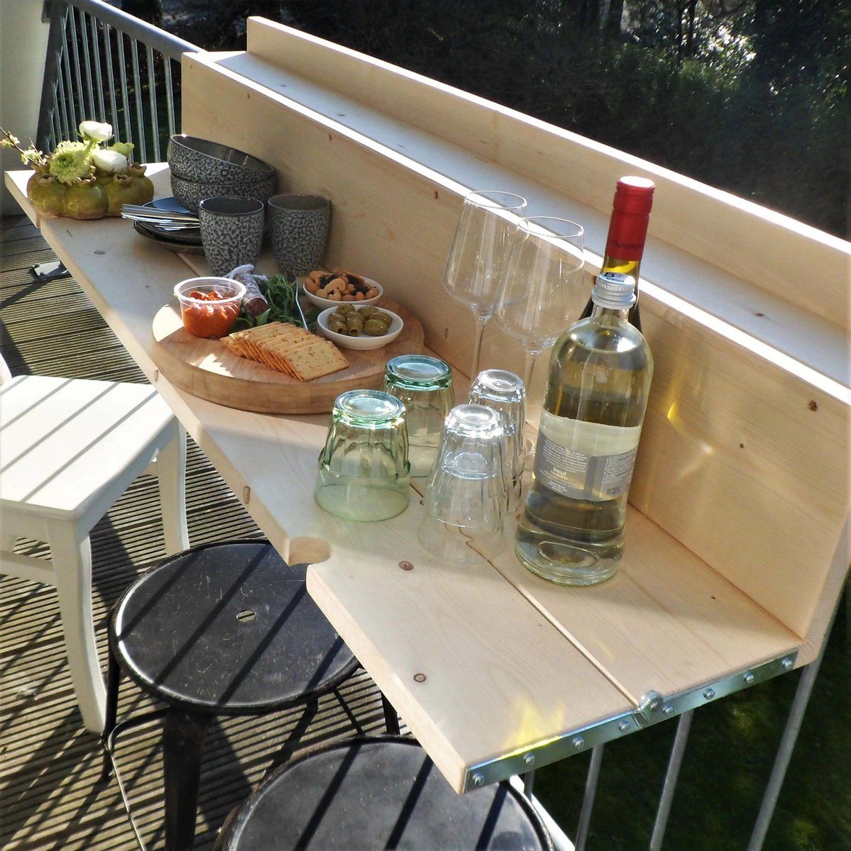 goudmethout® balkontafel hangend & inklapbaar 145 cm hout