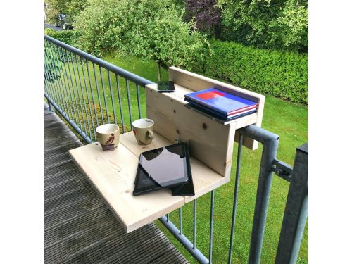 GoudmetHout® Balkontafel Hangend XL - 49 cm Hout - Balkonbar