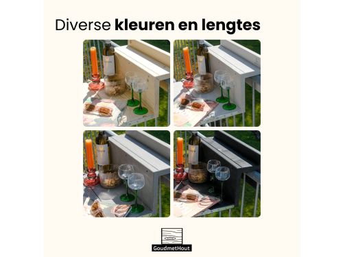GoudmetHout® Balkontafel Hangend XL - 49 cm Hout - Balkonbar