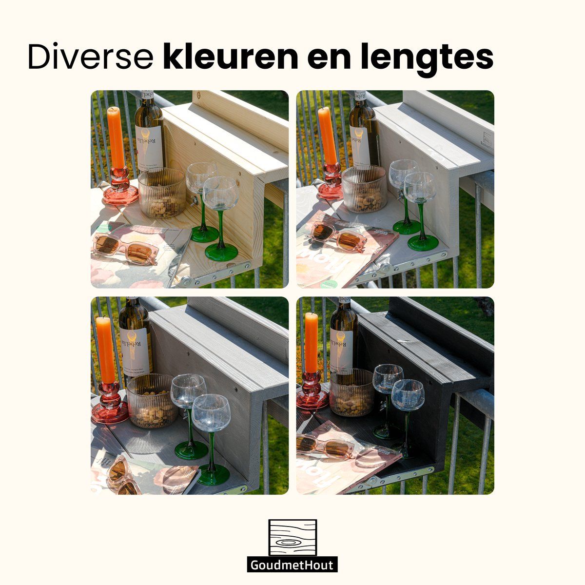 goudmethout® balkontafel hangend xl 49 cm hout balkonbar