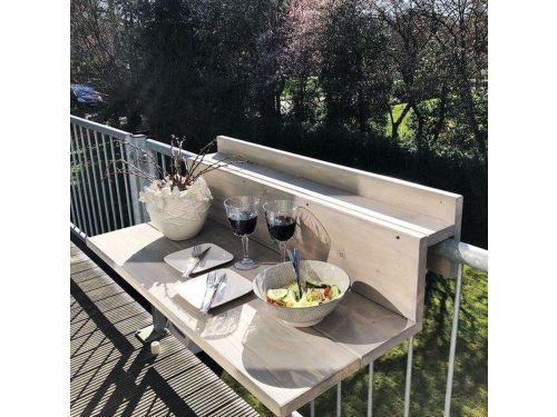 GoudmetHout® Balkontafel Hangend XL - 99 cm Hout - Balkonbar