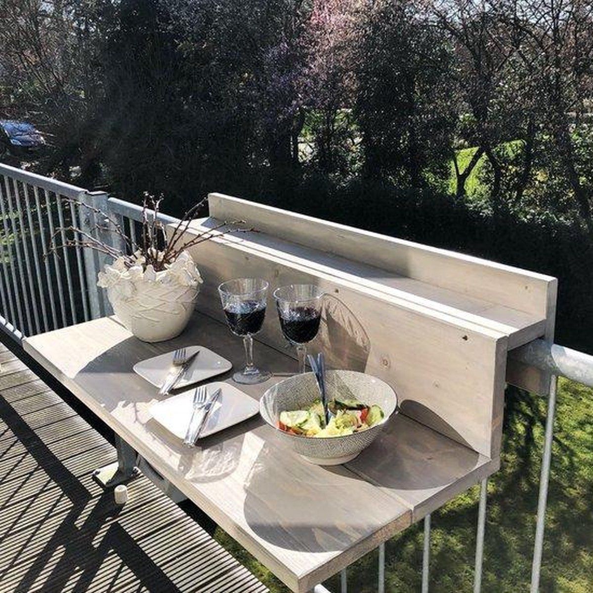 goudmethout® balkontafel hangend xl 99 cm hout balkonbar