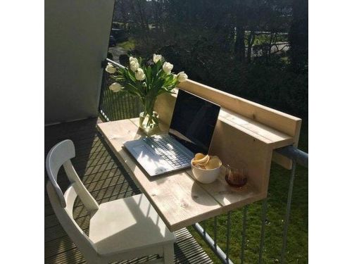 GoudmetHout® Balkontafel Hangend XL - 99 cm Hout - Balkonbar