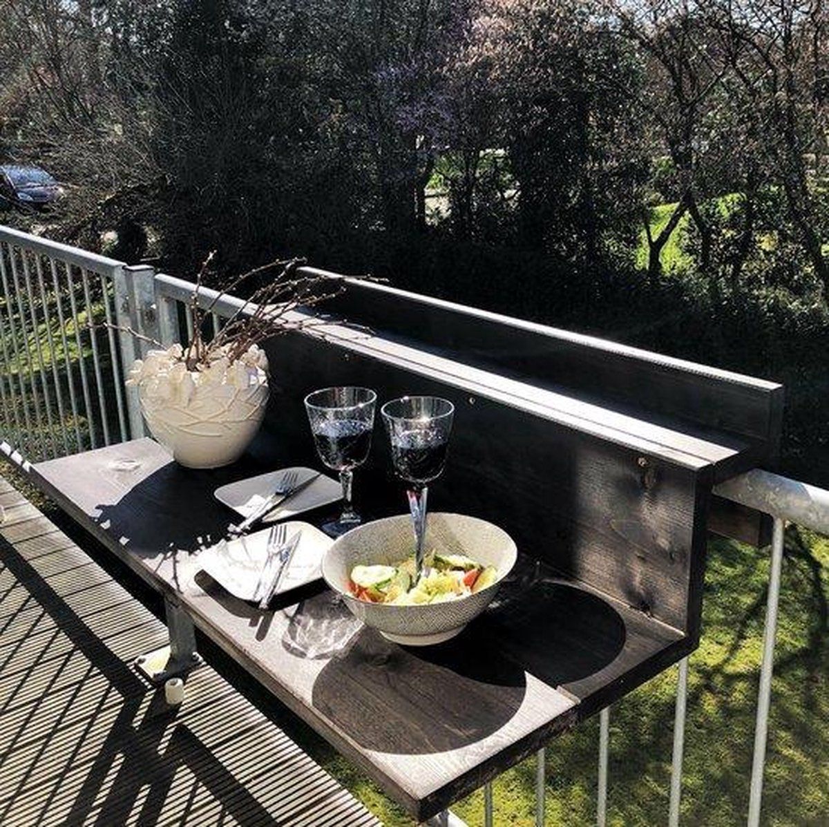 goudmethout® balkontafel hangend xl 99 cm hout balkonbar