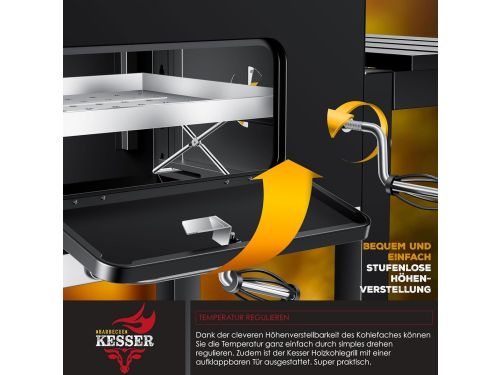 GrillMaster Pro XL Charcoal BBQ Grillwagen met Deksel