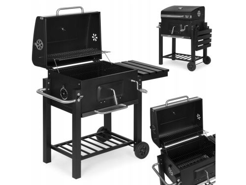 Grote Houtskool BBQ met Deksel, Thermometer & Wielen